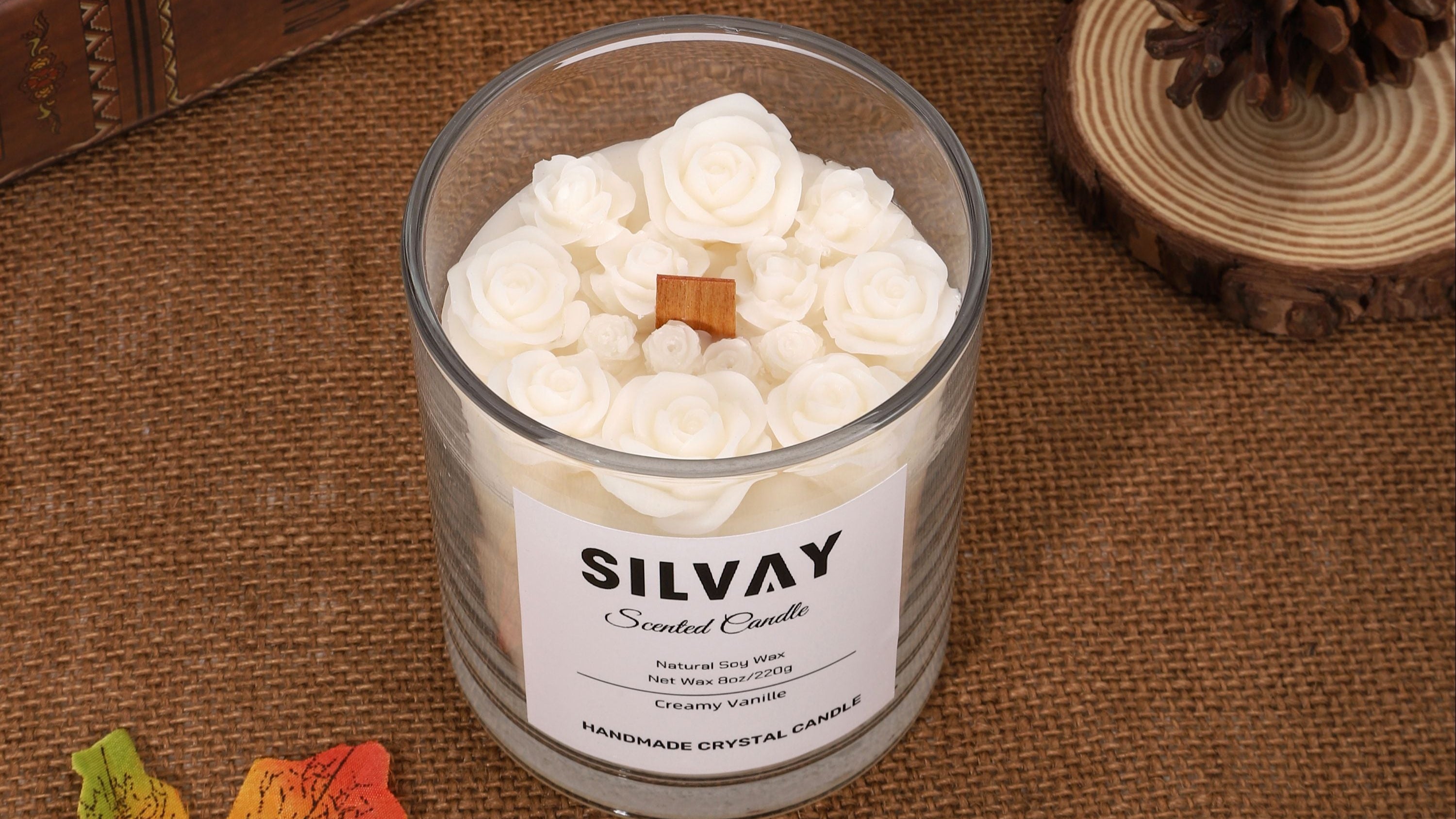 Handgemaakte Creamy Vanilla geurkaars, 100% sojawas, 150 uur brandduur. Duurzaam 