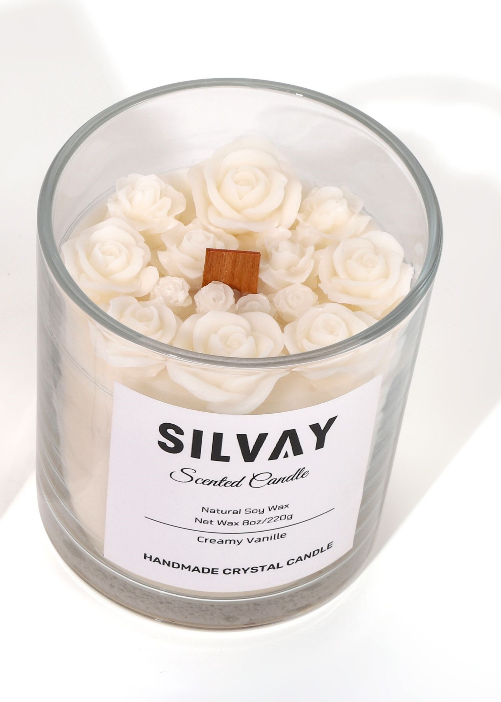 Handgemaakte Creamy Vanilla geurkaars, 100% sojawas, 150 uur brandduur. Duurzaam en milieuvriendelijk.