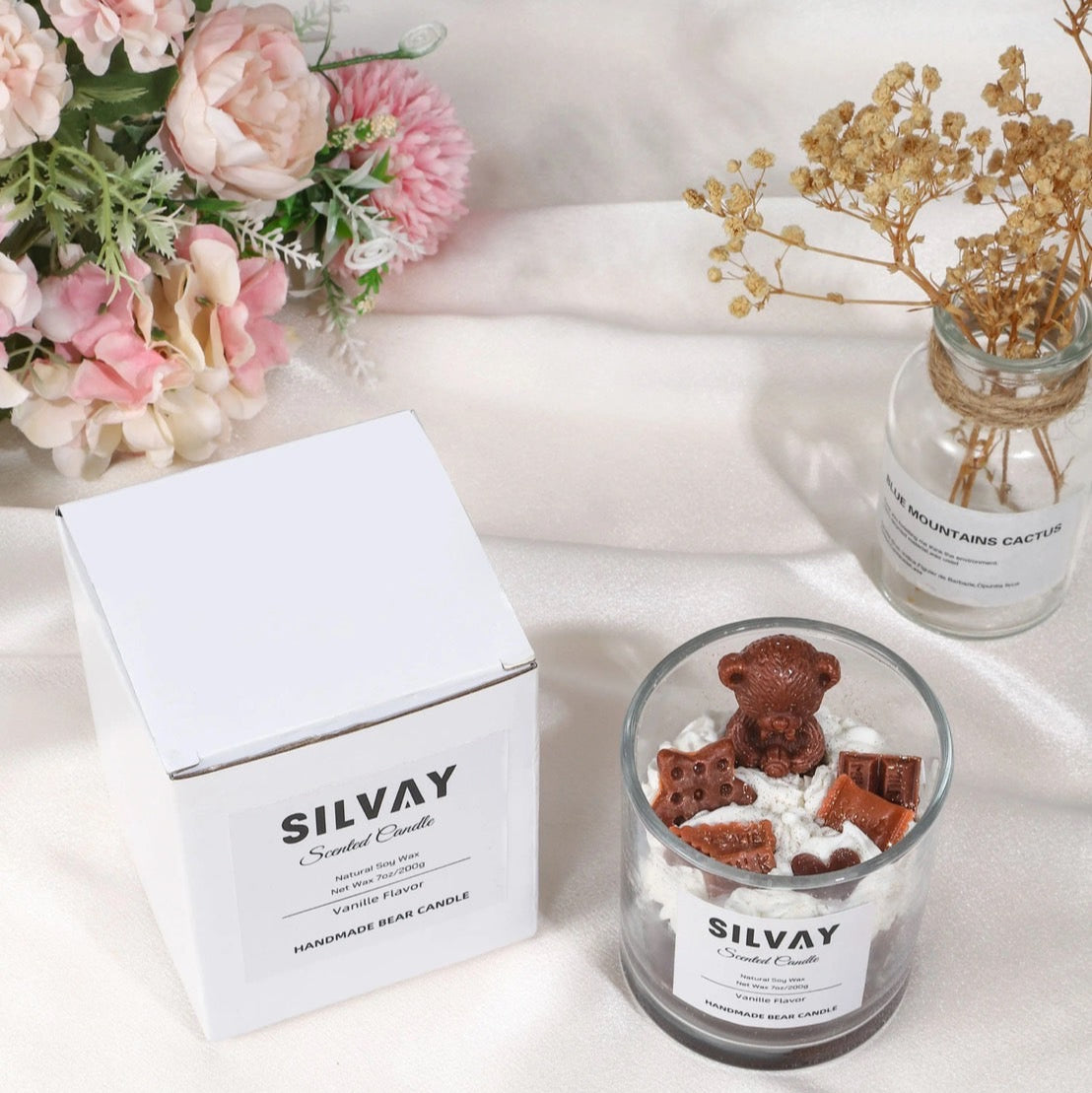 Chocolade Teddybeer Geurkaars – Handgemaakt van Sojawas met Vanille geur | duurzaam cadeau